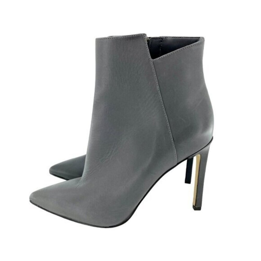 Nine West Tomorrow Bootie Stiletto Grey leather Ankle Boots SZ 7